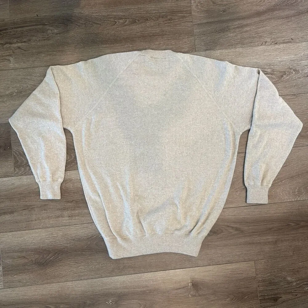 100% Cashmere Crewneck Sweater Oatmeal Mens Medium